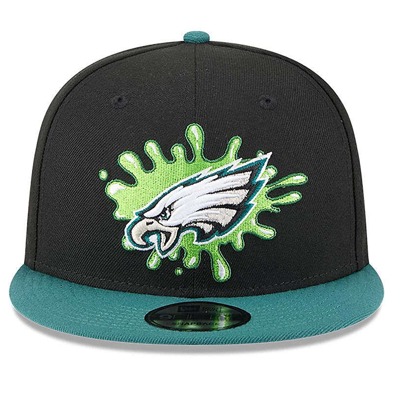 Casquette Snapback 9FIFTY Nickelodeon Slime des Philadelphia Eagles de New Era pour homme, noire/verte nuit