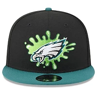 Casquette Snapback 9FIFTY Nickelodeon Slime des Philadelphia Eagles de New Era pour homme, noire/verte nuit