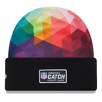 Bonnet en tricot à revers NFL Crucial Catch New Era noir pour hommes des Eagles de Philadelphie 2023