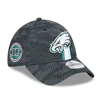 Casquette flexible noire 39THIRTY Sideline 2024 des Eagles de Philadelphie New Era pour hommes