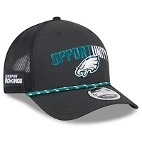 Casquette ajustable New Era noire Philadelphia Eagles 2025 Inspire Change 9FORTY M-Crown pour homme
