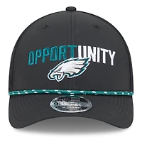 Casquette ajustable New Era noire Philadelphia Eagles 2025 Inspire Change 9FORTY M-Crown pour homme