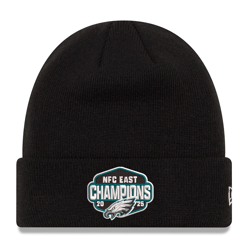 Men's New Era Black Philadelphia Eagles 2025 NFC East Division Champions Cuffed Knit Hat