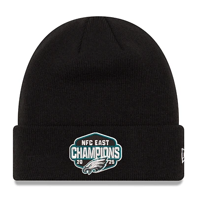 Men's New Era Black Philadelphia Eagles 2025 NFC East Division Champions Cuffed Knit Hat