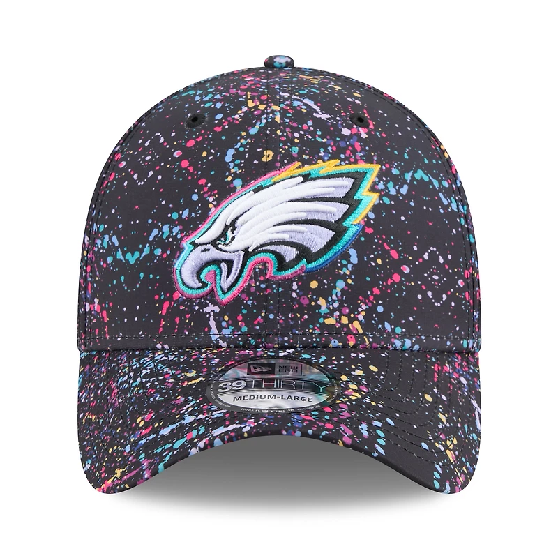 Casquette New Era noire Philadelphia Eagles 2025 NFL Crucial Catch 39THIRTY Flex pour homme