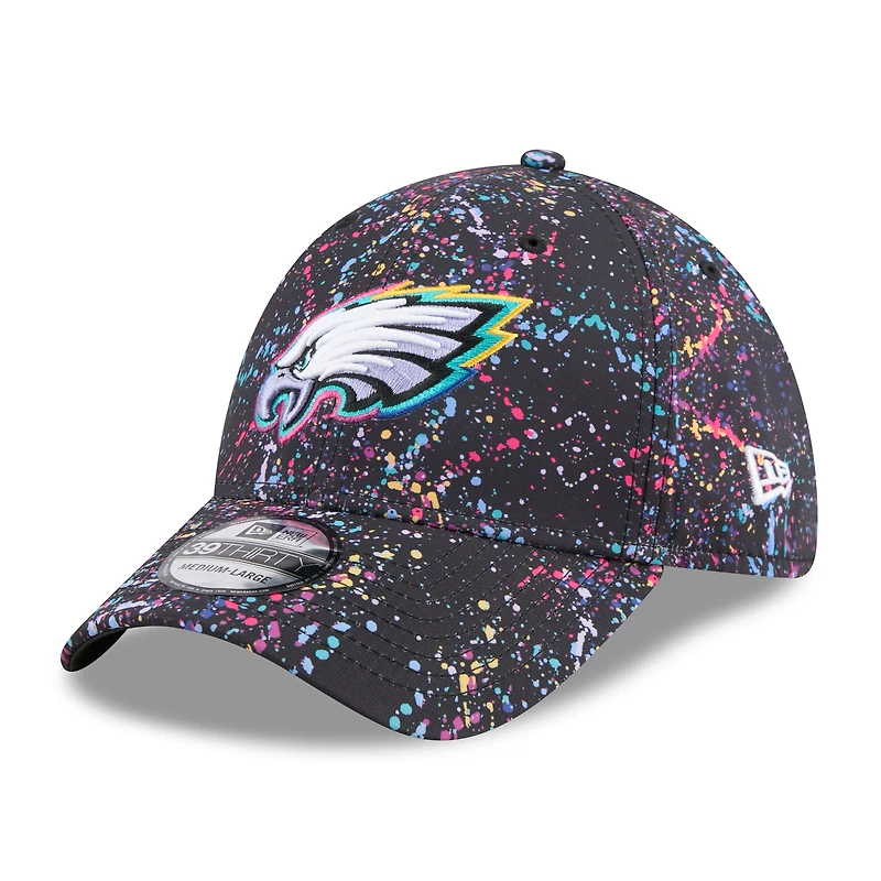 Casquette New Era noire Philadelphia Eagles 2025 NFL Crucial Catch 39THIRTY Flex pour homme
