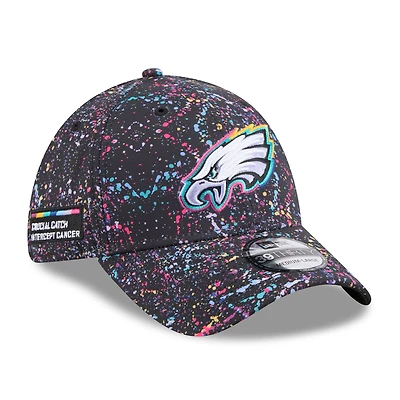 Casquette New Era noire Philadelphia Eagles 2025 NFL Crucial Catch 39THIRTY Flex pour homme