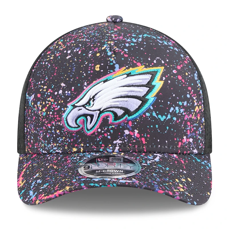 Casquette ajustable 9FORTY NFL Crucial Catch 2025 des Philadelphia Eagles de New Era pour homme, noire