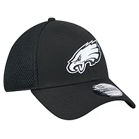 Casquette flexible 39THIRTY noire des Eagles de Philadelphie New Era pour hommes