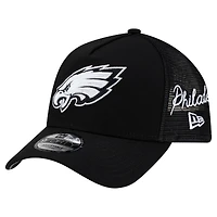 Men's New Era Black Philadelphia Eagles City Script 9FORTY A-Frame Adjustable Hat