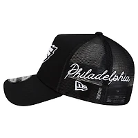 Men's New Era Black Philadelphia Eagles City Script 9FORTY A-Frame Adjustable Hat