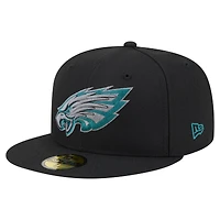 Men's New Era  Black Philadelphia Eagles Color Pop 59FIFTY Fitted Hat