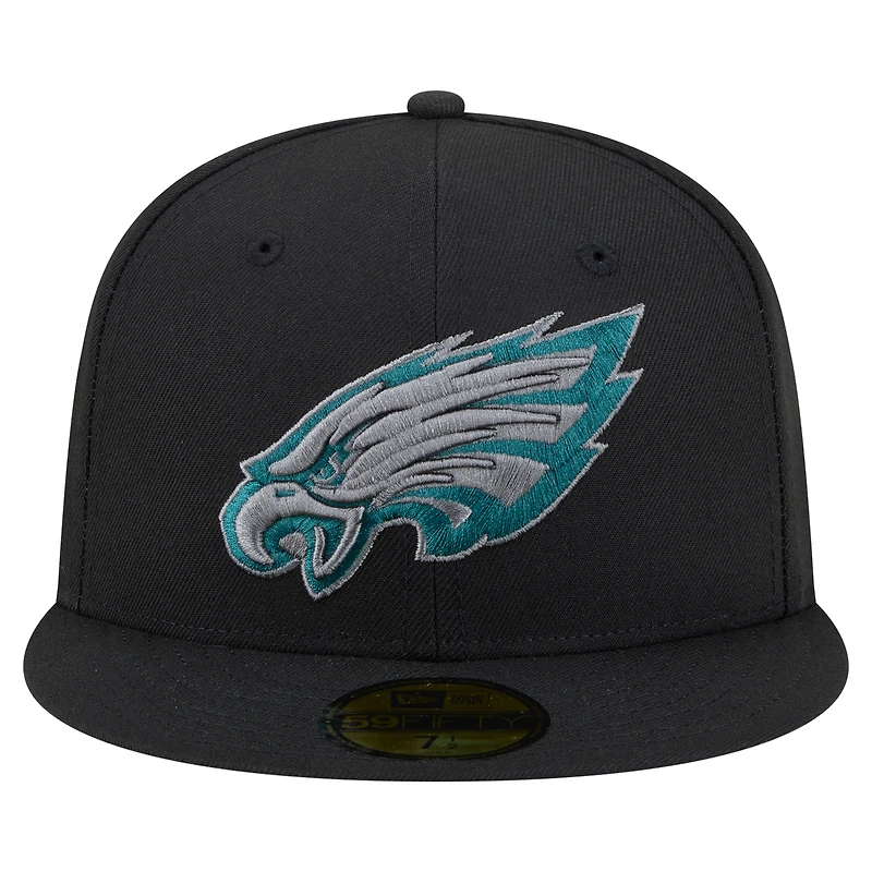 Casquette ajustée New Era 59FIFTY noire Philadelphia Eagles pour homme