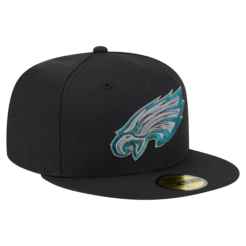 Men's New Era  Black Philadelphia Eagles Color Pop 59FIFTY Fitted Hat