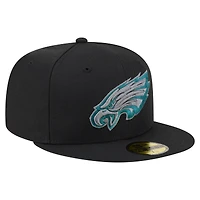 Men's New Era  Black Philadelphia Eagles Color Pop 59FIFTY Fitted Hat
