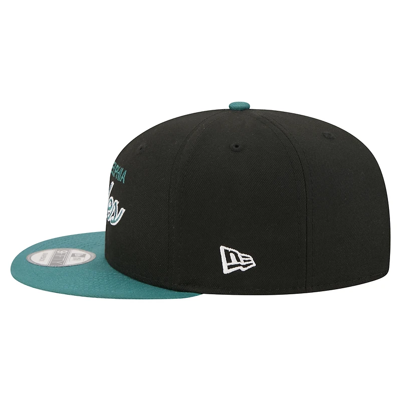 Men's New Era Black Philadelphia Eagles Core Team Script 9FIFTY Snapback Hat