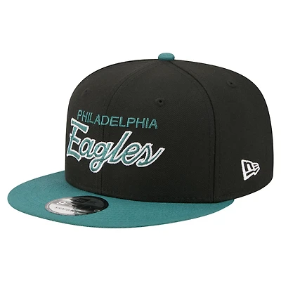 Casquette snapback New Era 9FIFTY noire pour homme, Philadelphia Eagles Core Team Script