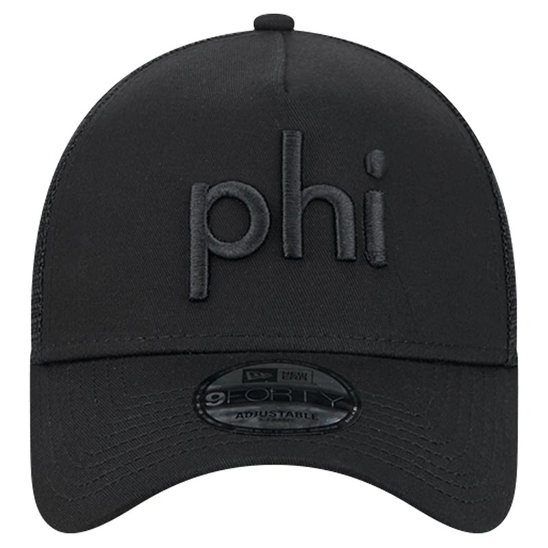 Men's New Era Black Philadelphia Eagles Domain 9FORTY A-Frame Trucker Adjustable Hat