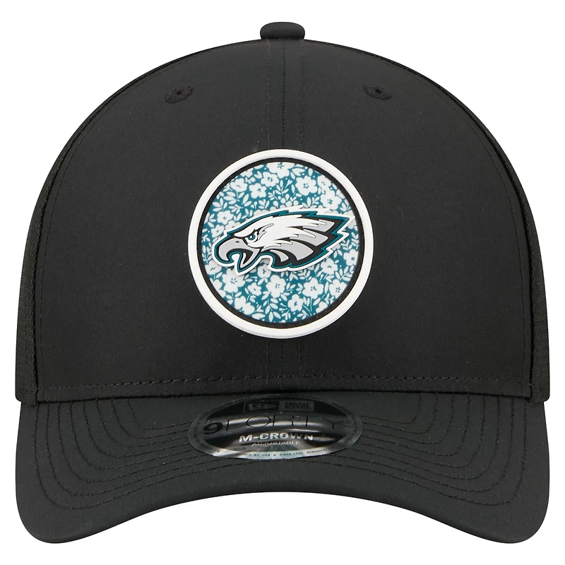 Men's New Era Black Philadelphia Eagles Floral 9FORTY M-Crown Trucker Adjustable Hat