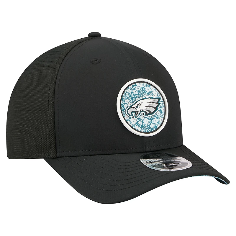Casquette trucker ajustable New Era noire Philadelphia Eagles 9FORTY M-Crown à motif floral pour homme