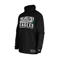 Sweat à capuche fonctionnel noir New Era pour homme avec cagoule et rayures des Philadelphia Eagles