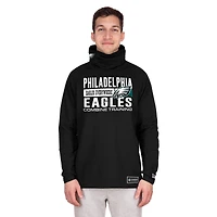 Sweat à capuche fonctionnel noir New Era pour homme avec cagoule et rayures des Philadelphia Eagles
