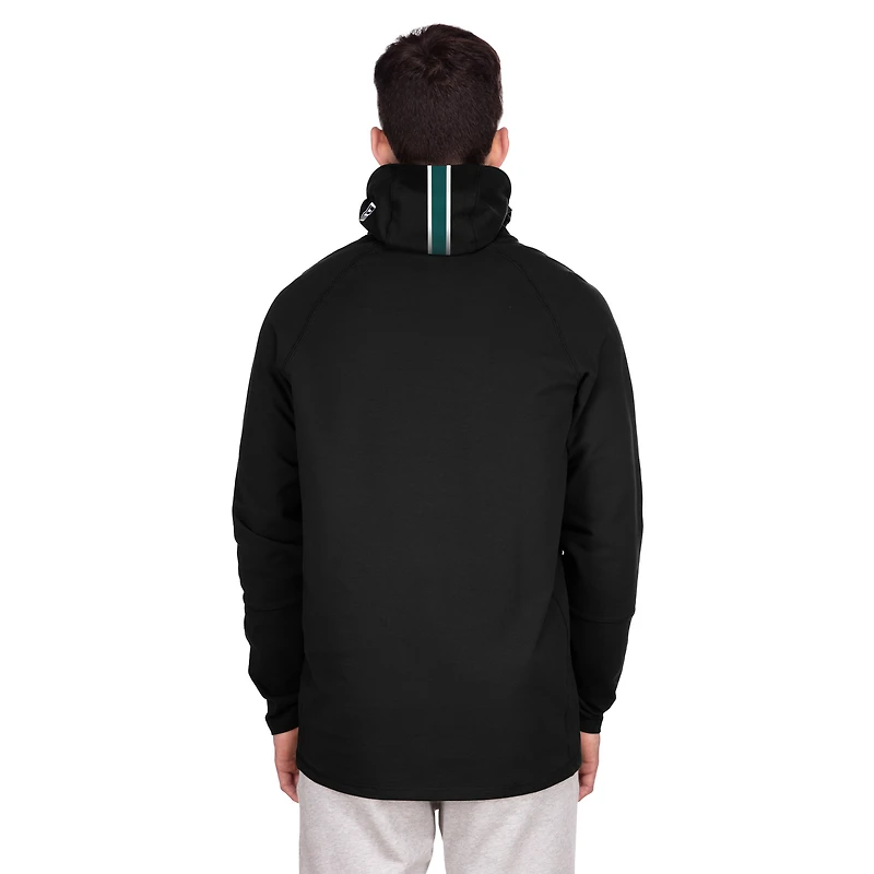 Men's New Era Black Philadelphia Eagles Functional Fandom Balaclava Helmet Stripe Tri-Blend Hoodie