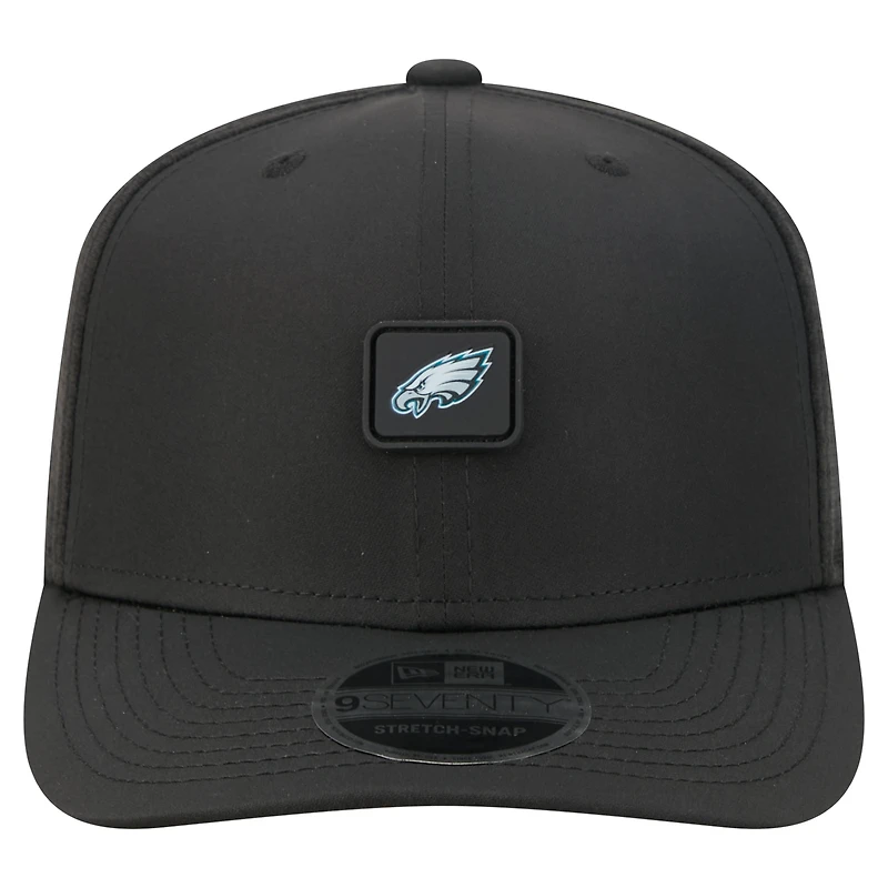 Casquette ajustable New Era noire Philadelphia Eagles Micro Badge 9SEVENTY pour homme