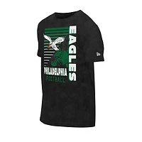 Men's New Era Black Philadelphia Eagles Retro Logo Enzyme Washed Oversized T-Shirt