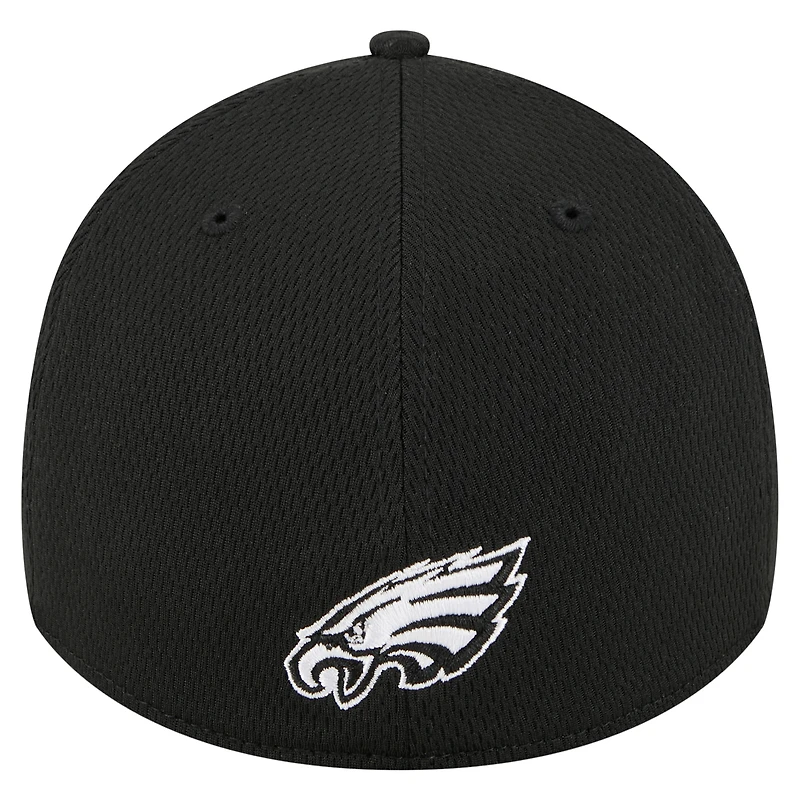 Casquette New Era noire Philadelphia Eagles Scoreboard 39THIRTY Flex pour homme