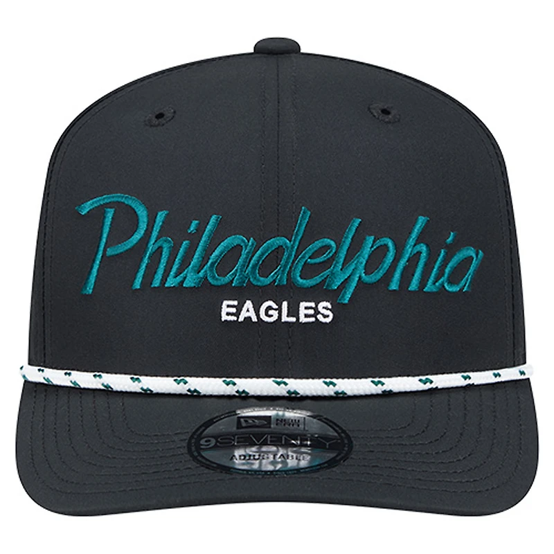 Men's New Era Black Philadelphia Eagles Script 9SEVENTY Adjustable Hat
