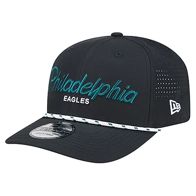 Men's New Era Black Philadelphia Eagles Script 9SEVENTY Adjustable Hat