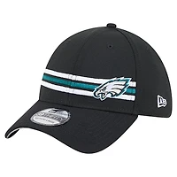 Casquette New Era noire à rayures Philadelphia Eagles 39THIRTY Flex pour homme