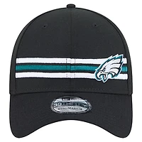 Men's New Era Black Philadelphia Eagles Stripes 39THIRTY Flex Hat