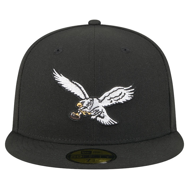 Casquette ajustée 59FIFTY noire New Era pour homme, Philadelphia Eagles, Super Bowl LIX Champions, écusson latéral historique