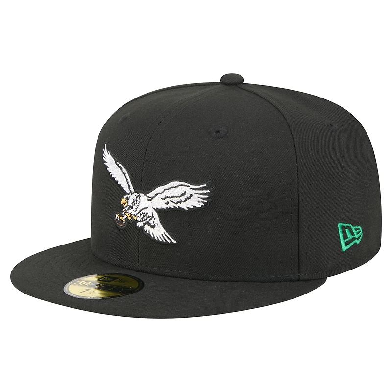 Casquette ajustée 59FIFTY noire New Era pour homme, Philadelphia Eagles, Super Bowl LIX Champions, écusson latéral historique