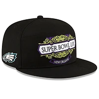Casquette à visière plate 9FIFTY noire New Era Philadelphia Eagles Super Bowl LIX Tarmac pour homme