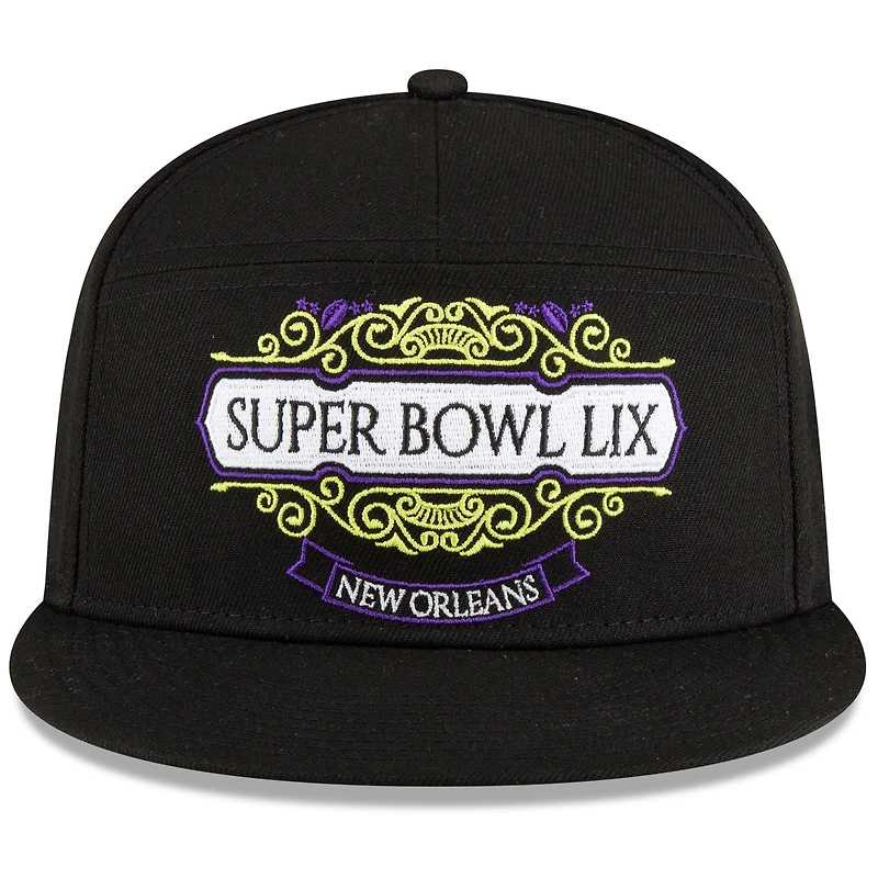 Casquette à visière plate 9FIFTY noire New Era Philadelphia Eagles Super Bowl LIX Tarmac pour homme