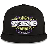 Casquette à visière plate 9FIFTY noire New Era Philadelphia Eagles Super Bowl LIX Tarmac pour homme