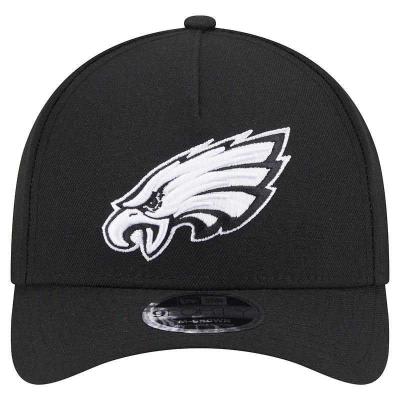 Casquette ajustable New Era noire 9FORTY M-Crown A-Frame pour homme, collection Team Eagles