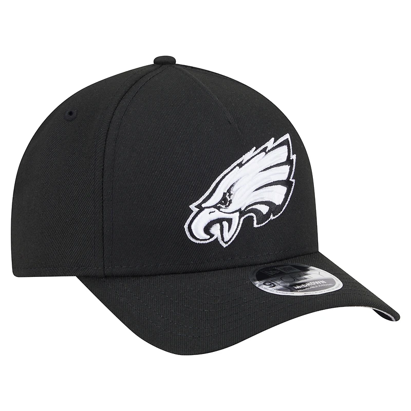 Casquette ajustable New Era noire 9FORTY M-Crown A-Frame pour homme, collection Team Eagles