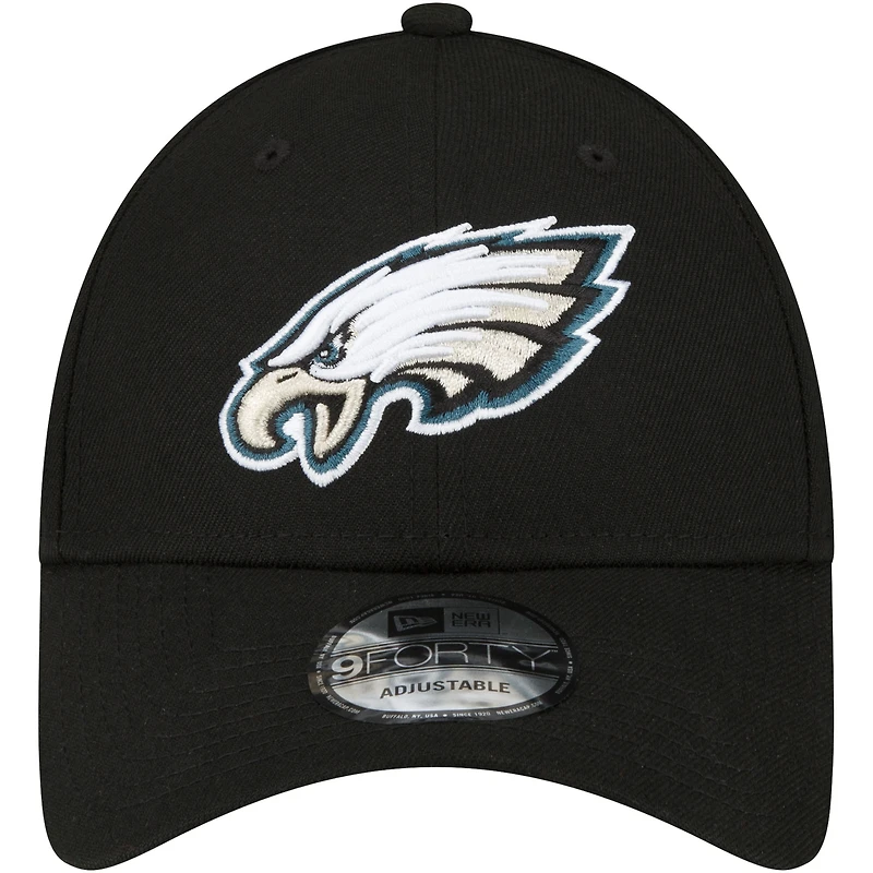 Casquette réglable noire Philadelphia Eagles The League 9FORTY New Era pour hommes