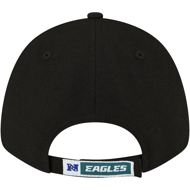Casquette réglable noire Philadelphia Eagles The League 9FORTY New Era pour hommes