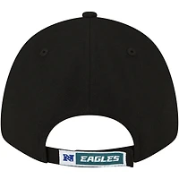 Casquette réglable noire Philadelphia Eagles The League 9FORTY New Era pour hommes