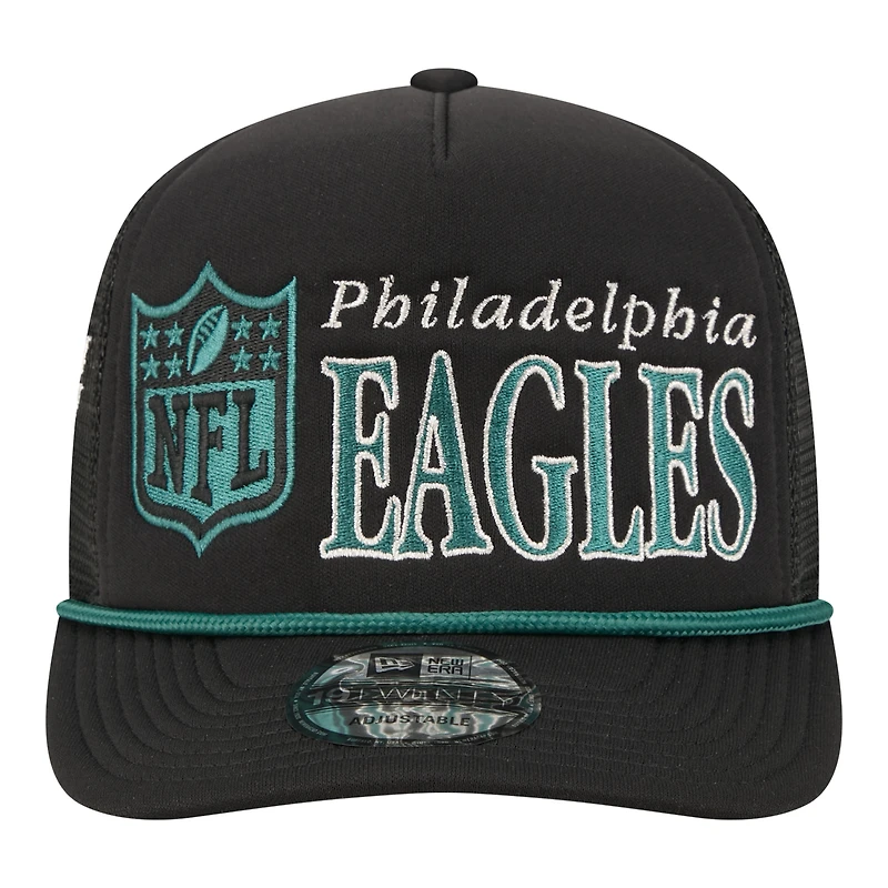 Men's New Era Black Philadelphia Eagles Throwback Foam 19TWENTY Adjustable Hat