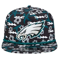 Men's New Era Black Philadelphia Eagles Wakey Wakey Golfer Snapback Hat