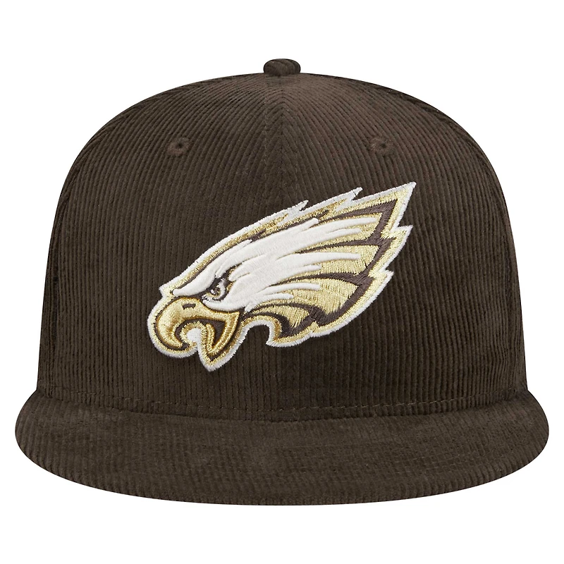 Casquette ajustée 59FIFTY en velours côtelé marron Philadelphia Eagles de New Era pour homme