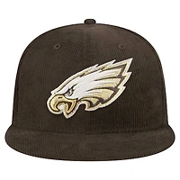 Casquette ajustée 59FIFTY en velours côtelé marron Philadelphia Eagles de New Era pour homme