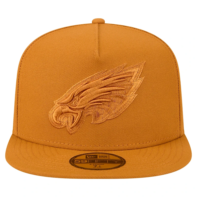 Casquette ajustée A-Frame 59FIFTY marron pour homme New Era Philadelphia Eagles Color Pack