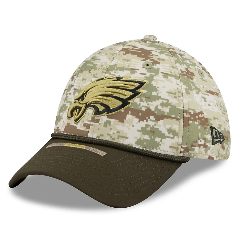 Men's New Era Camo/Dark Green Philadelphia Eagles 2025 Salute to Service 39THIRTY Flex Hat